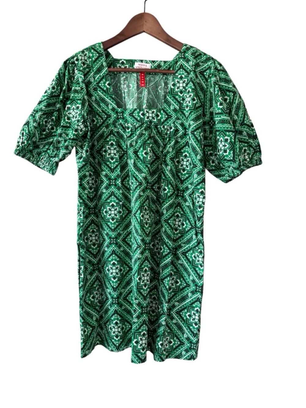 Never A Wallflower Square Neck Short Dress July Game Day Kelly Green Bandana XS
